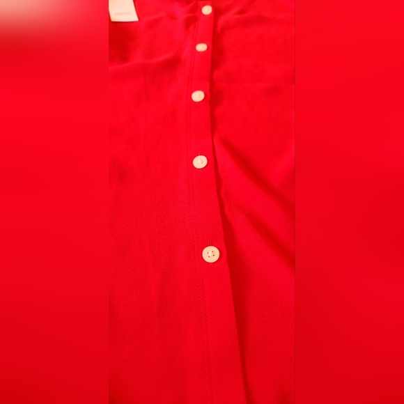Loft Red Long Sleeve Blouse With Button Back Size Small - Picture 11 of 11